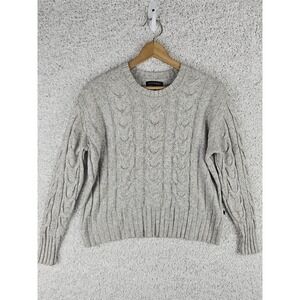Banana Republic Cable Knit Plush Sweater Women's Large Grey Greige